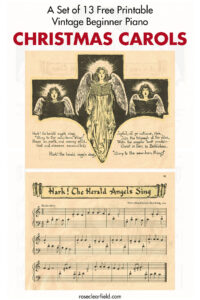 A Set of 13 Free Printable Vintage Beginner Piano Christmas Carols