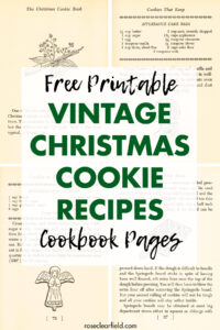 Free Printable Vintage Christmas Cookie Recipes Cookbook Pages