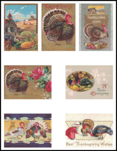 Vintage Thanksgiving Postcards ATC Size Page Preview