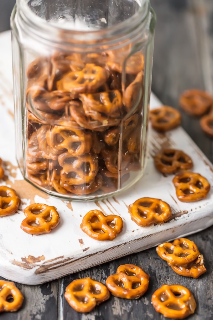 Butter Toffee Pretzels Simply Sated