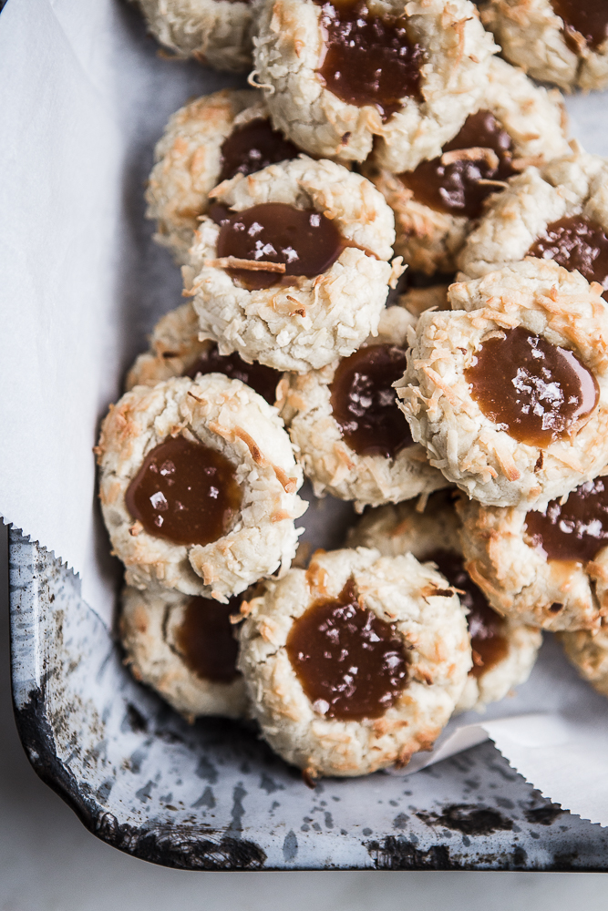 Coconut Thumbprint Cookies with Salted Caramel The Modern Proper