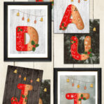 Free Printable Gingerbread Holiday Initial Letter Prints on Light Wood