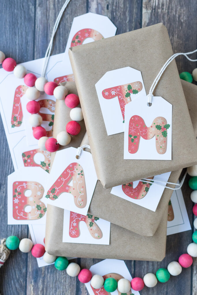 Free Printable Gingerbread Initial Letter Christmas Gift Tags