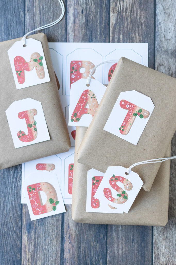 Free Printable Gingerbread Initial Letter Christmas Gift Tags