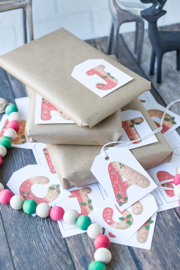 Free Printable Gingerbread Initial Letter Christmas Gift Tags