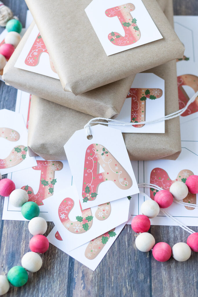 Free Printable Gingerbread Initial Letter Christmas Gift Tags