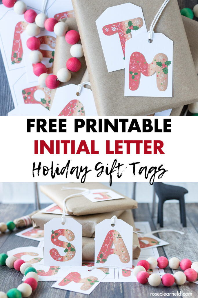 Free Printable Initial Letter Holiday Gift Tags