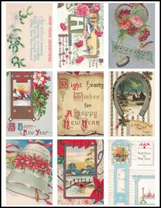 Vintage New Year's Postcards ATC Size Preview