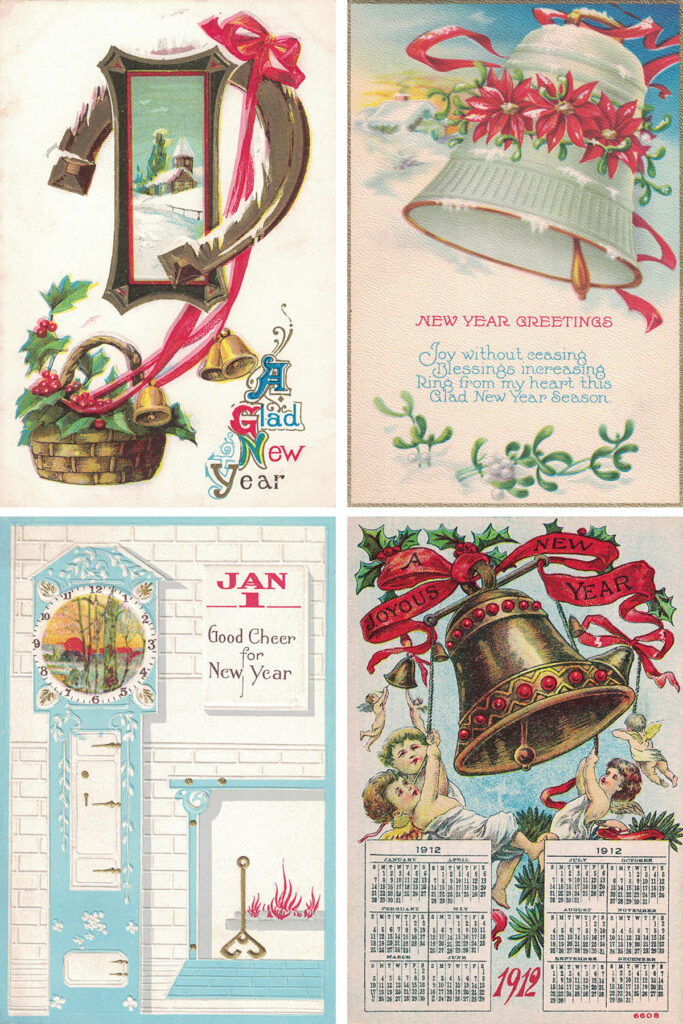 Vintage New Year's Postcards Collage