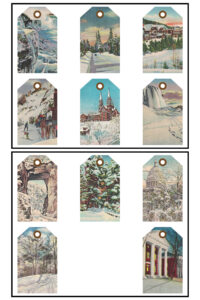 Vintage Postcards Winter Journal Tags 8.5x11 Pages Preview