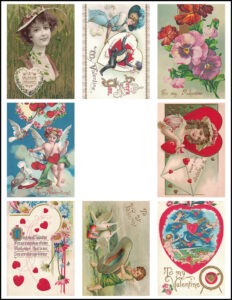 Vintage Valentine's Day Postcards ATC Size