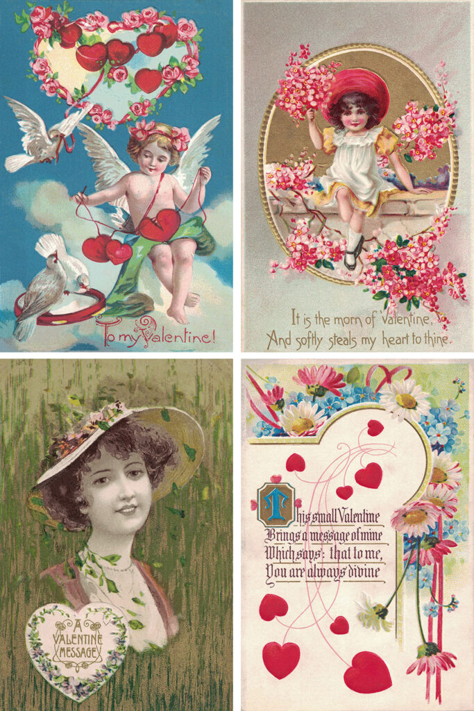 Vintage Valentine's Day Postcards Collage