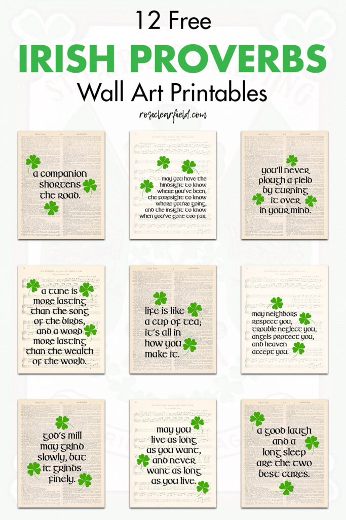 12 Free Irish Proverbs Wall Art Printables