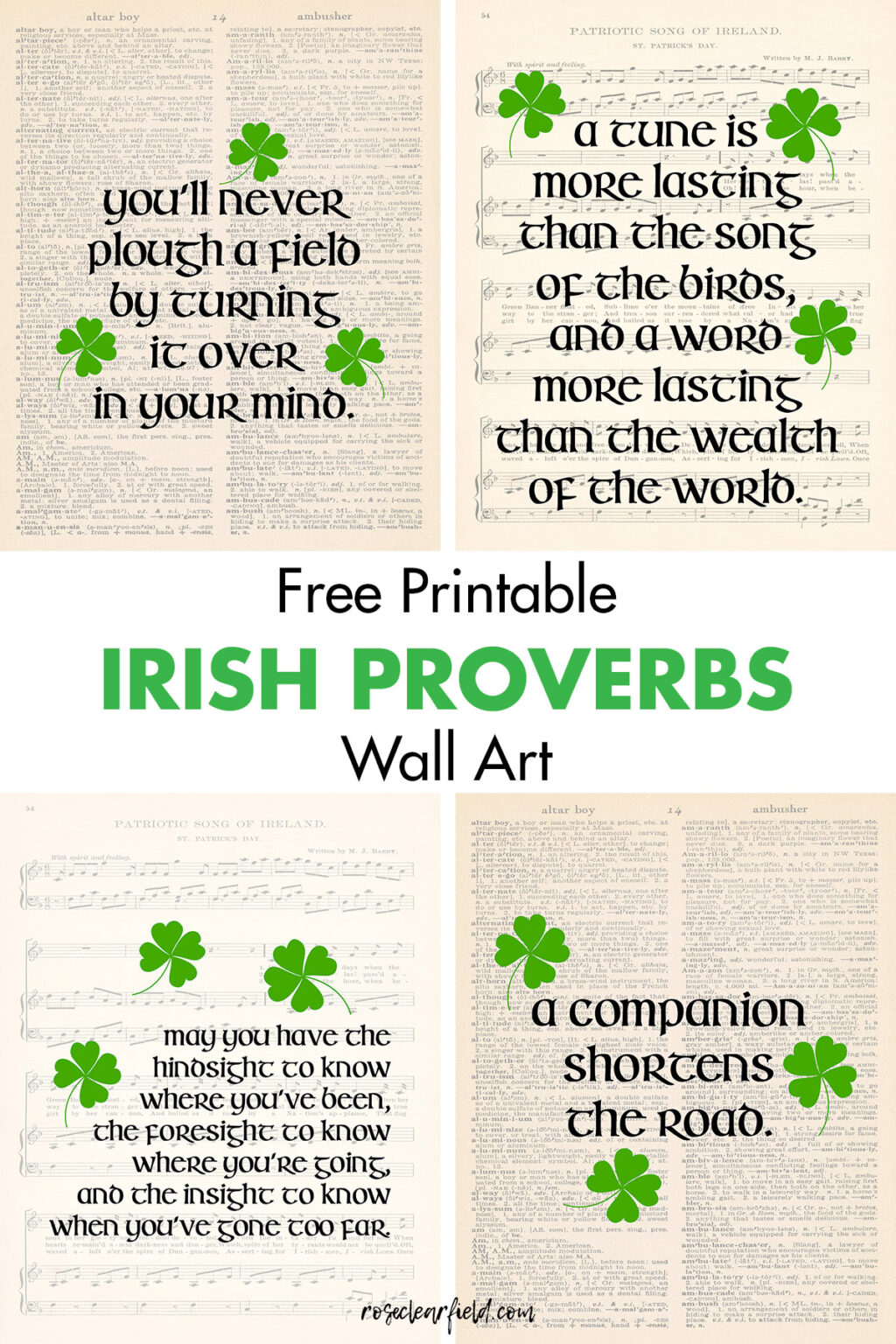 Free Printable Irish Proverbs Wall Art • Rose Clearfield