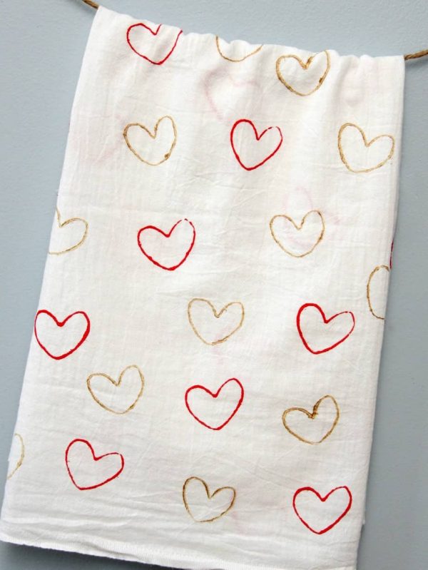 Heart Stamped Tea Towels Happy Go Lucky