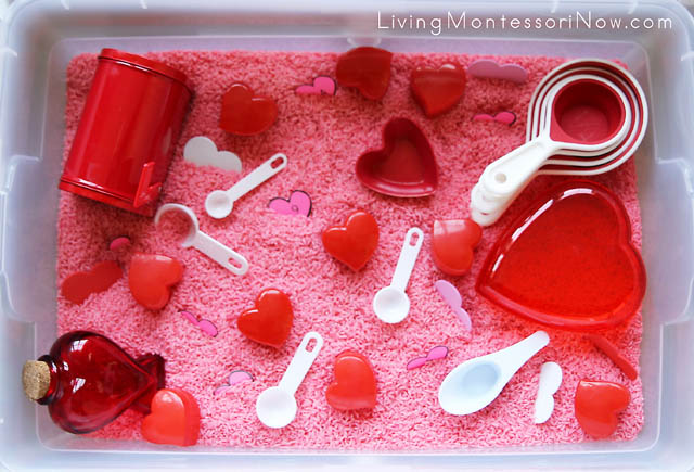 Valentines Day Sensory Bin Living Montessori Now