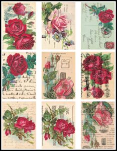 Vintage Postcards Roses Altered ATC Cards