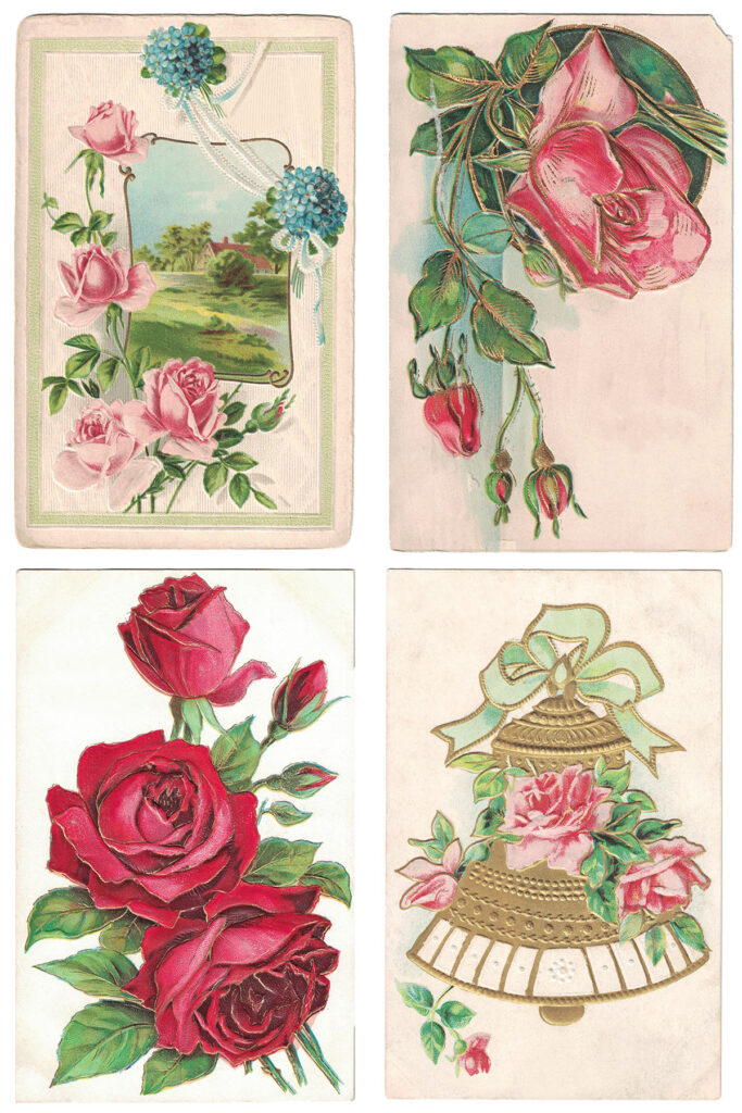 Vintage Postcards Roses Collage