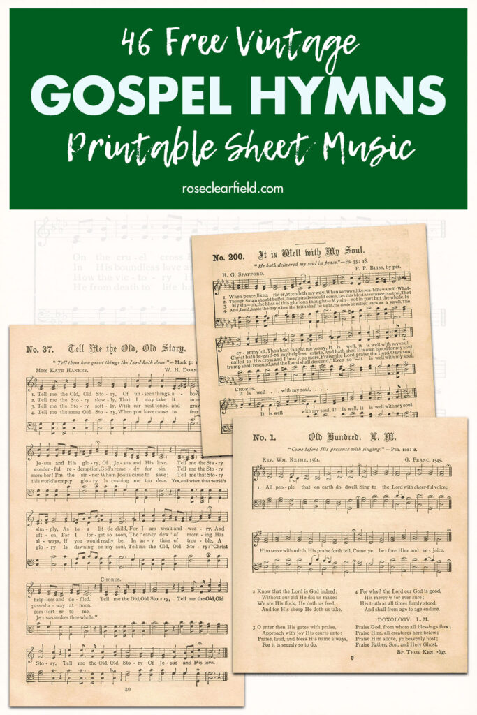 46 Free Vintage Gospel Hymns Printable Sheet Music • Rose Clearfield
