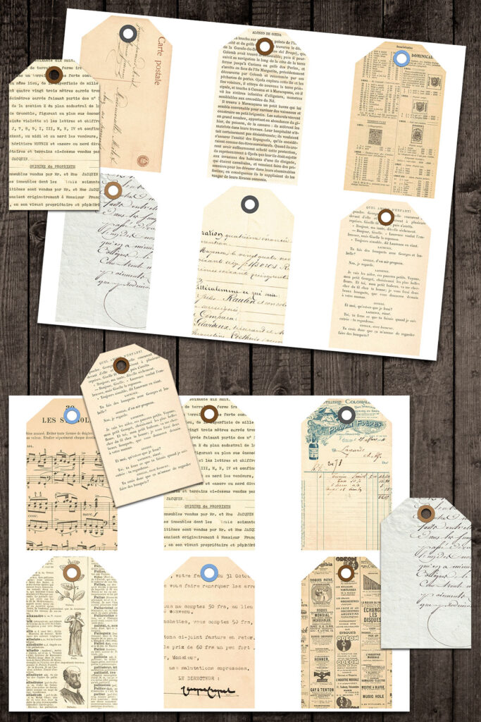 French Ephemera Journal Tags Mockup