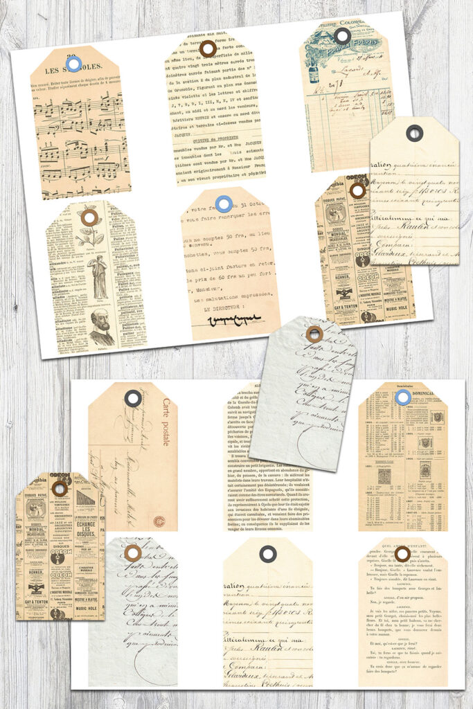 French Ephemera Journal Tags Mockup