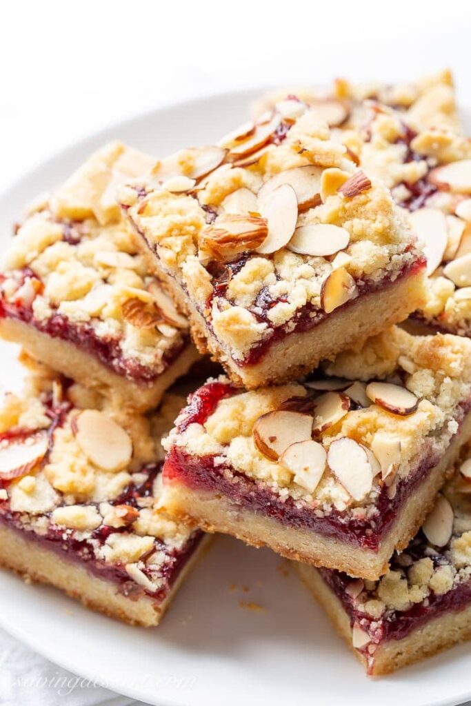 Raspberry Bars with Almonds Saving Room for Dessert