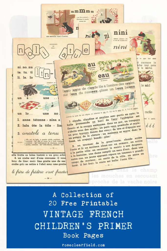 A Collection of 20 Free Printable Vintage French Children's Primer Book