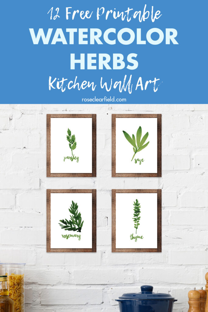 12 Free Printable Watercolor Herbs Kitchen Wall Art