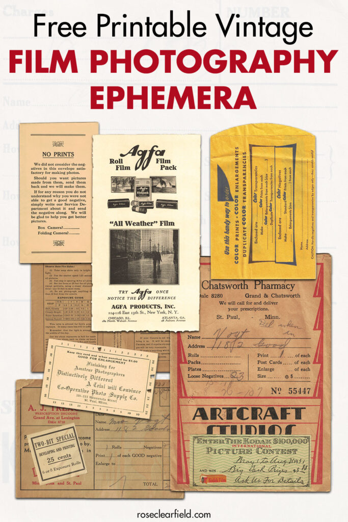 Free Printable Vintage Film Photography Ephemera