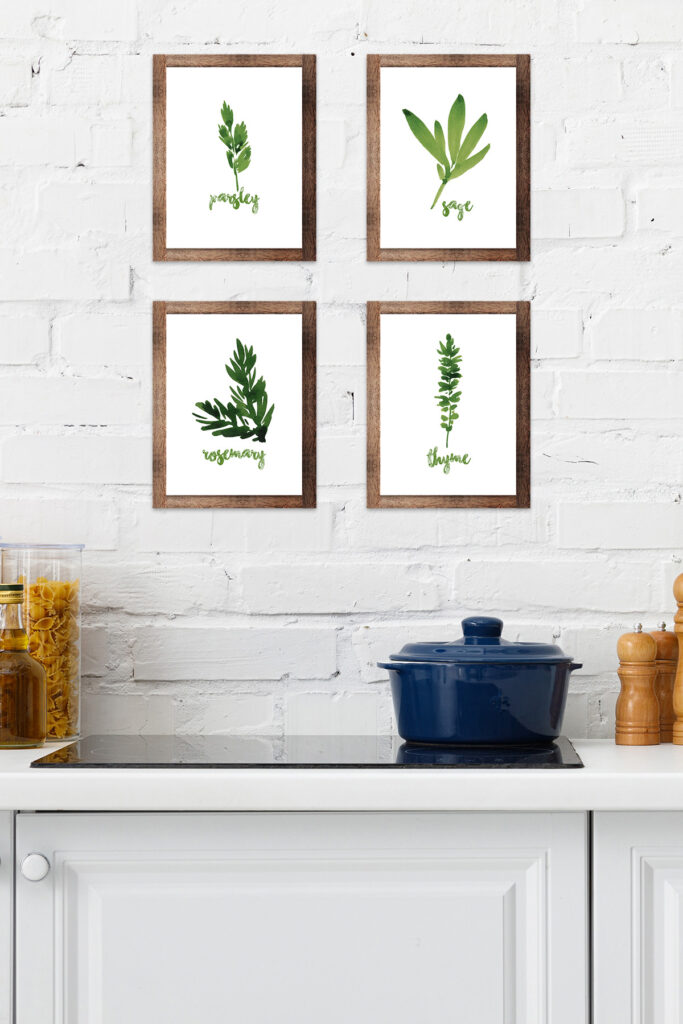 Kitchen Mockup for Framed Watercolor Herbs