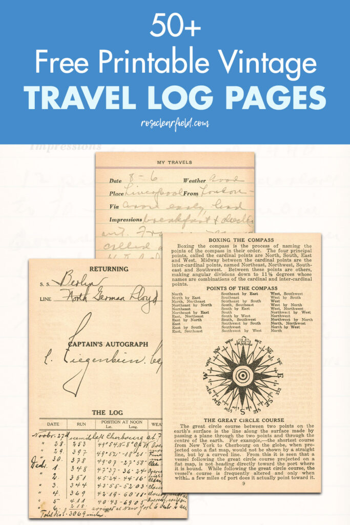 50+ Free Printable Vintage Travel Log Pages