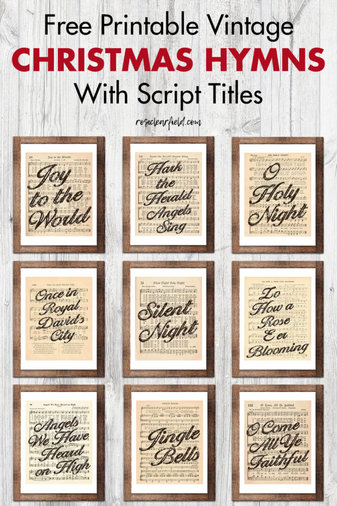 Free Vintage Christmas Hymns With Script Titles Rose Clearfield