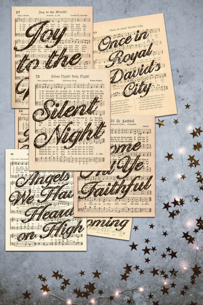 Vintage Christmas Hymns With Script Titles Preview