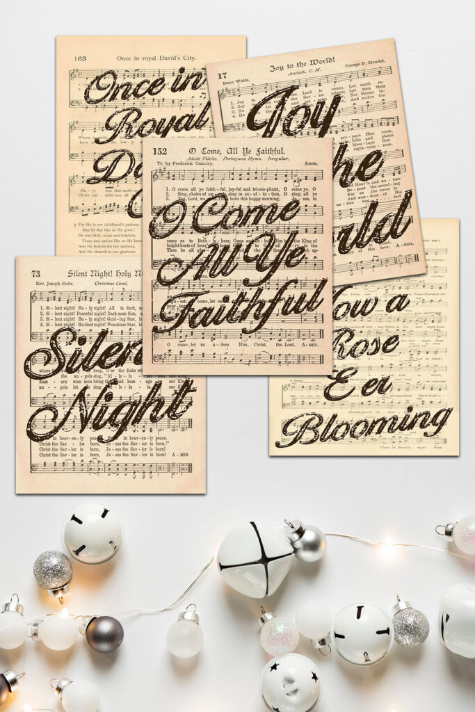 Vintage Christmas Hymns With Script Titles Preview