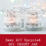 Easy DIY Upcycled Oui Yogurt Jar Sheet Music Votives