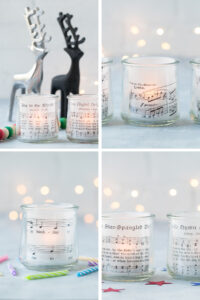 Upcycled Oui Yogurt Jar Sheet Music Votives Collage