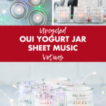 Upcycled Oui Yogurt Jar Sheet Music Votives
