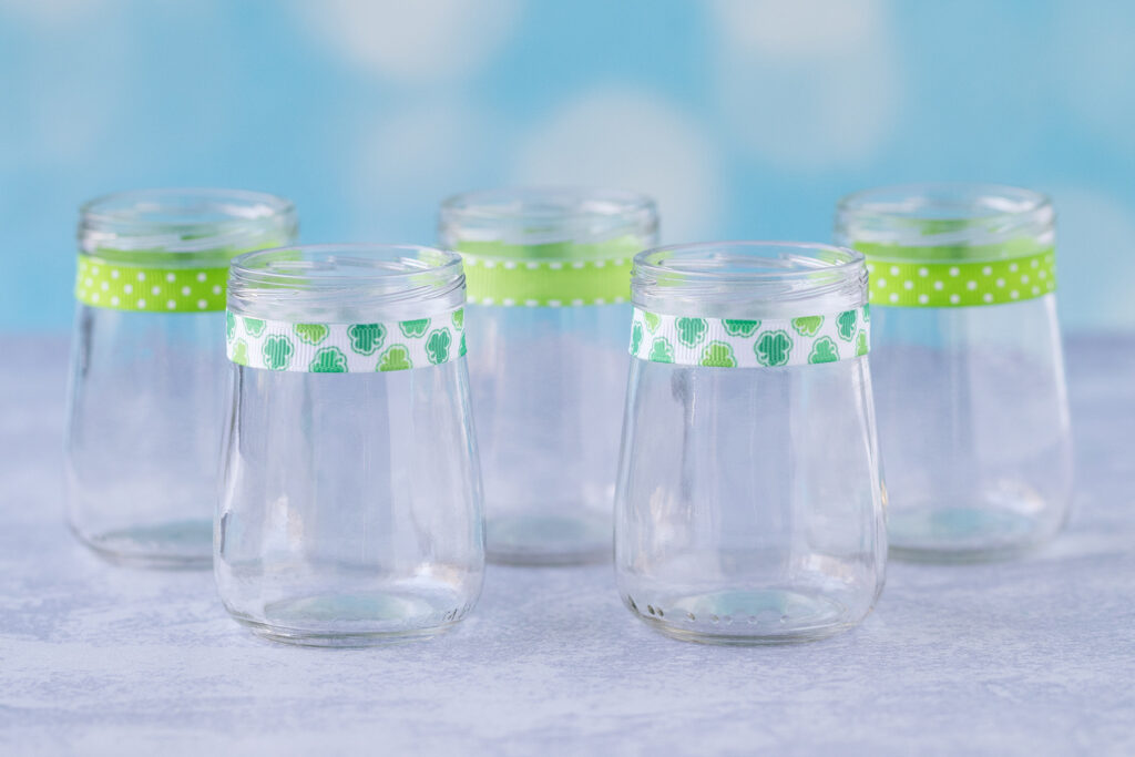 DIY St. Patrick's Day Mini Treat Jars in Progress