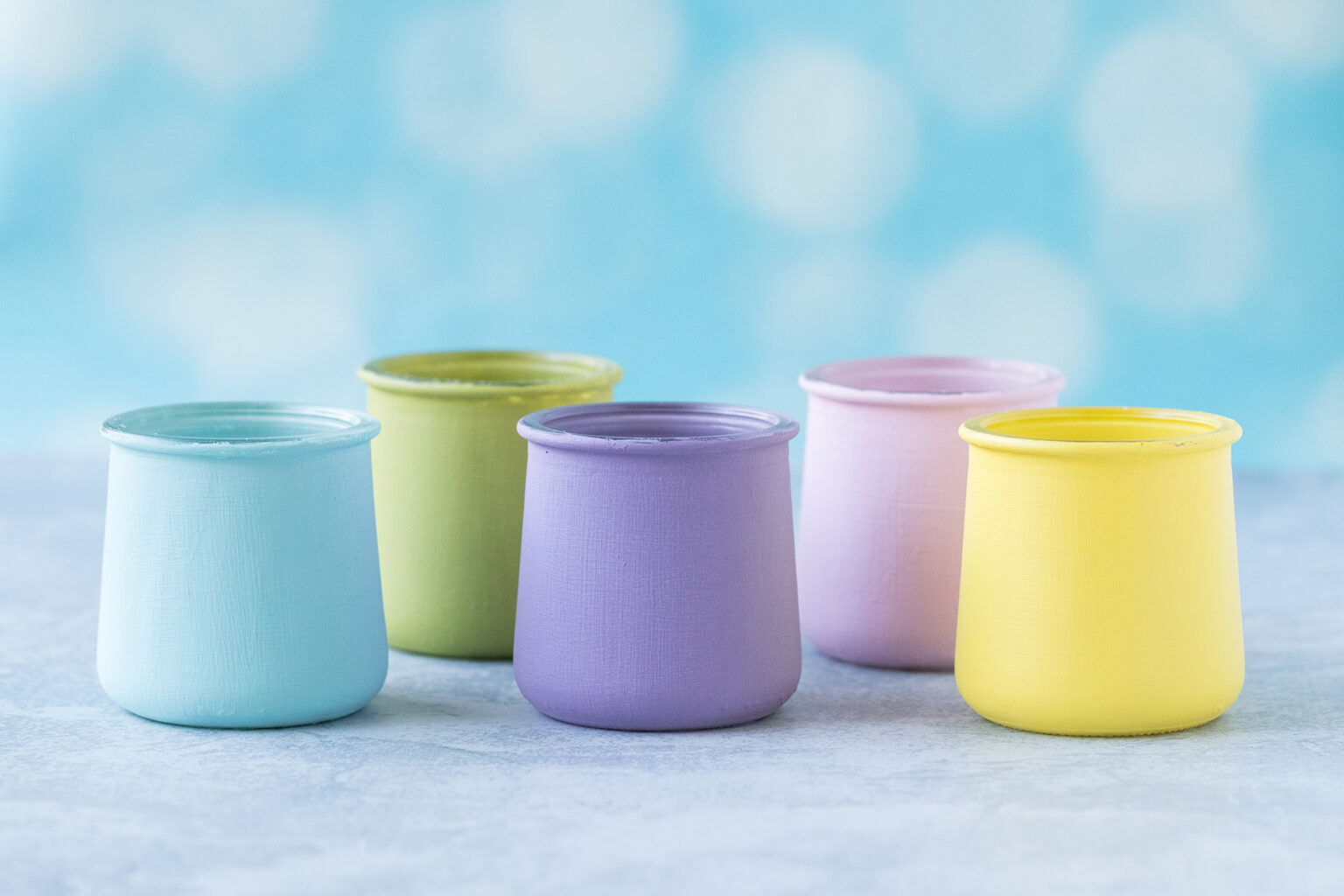 Upcycled Oui Yogurt Jar Pastel Vases Rose Clearfield