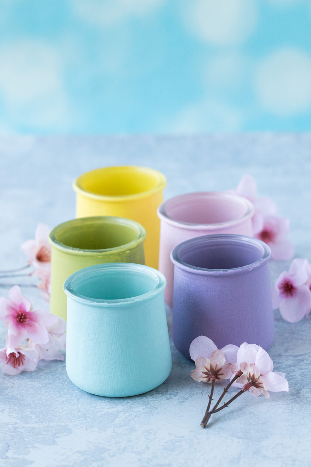 Upcycled Oui Yogurt Jar Pastel Vases Rose Clearfield