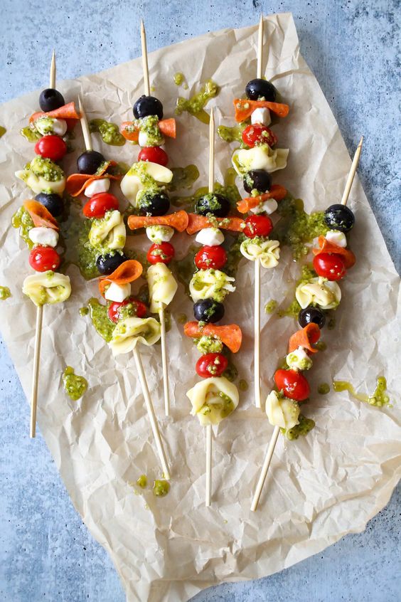 Italian Tortellini Skewers with Pesto Drizzle Our Best Bites