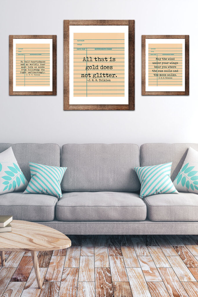 Free Printable Library Card Tolkien Quotes Wall Art