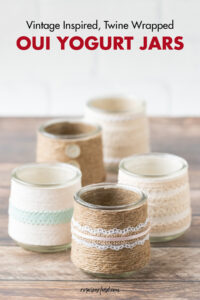 Vintage Inspired Twine Wrapped Glass Oui Yogurt Jars
