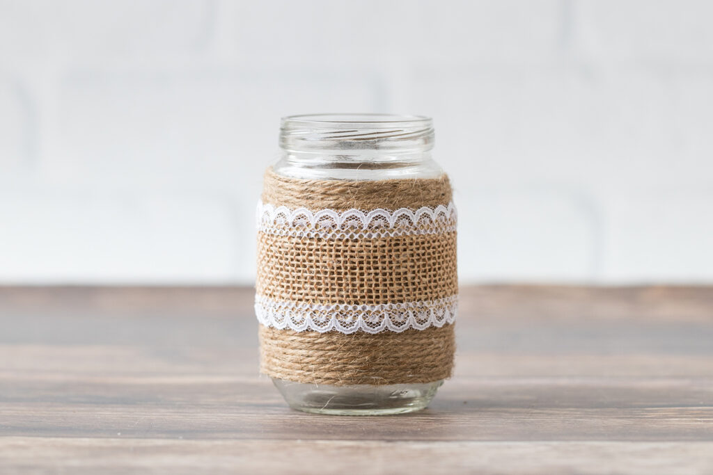 Vintage Inspired Twine Wrapped Baby Food Jar