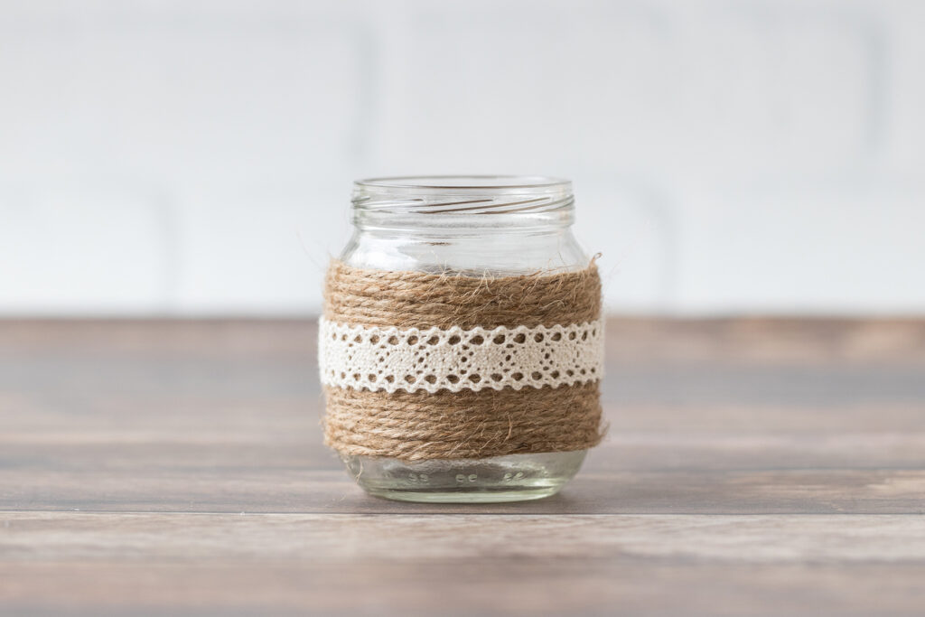 Vintage Inspired Twine Wrapped Baby Food Jar