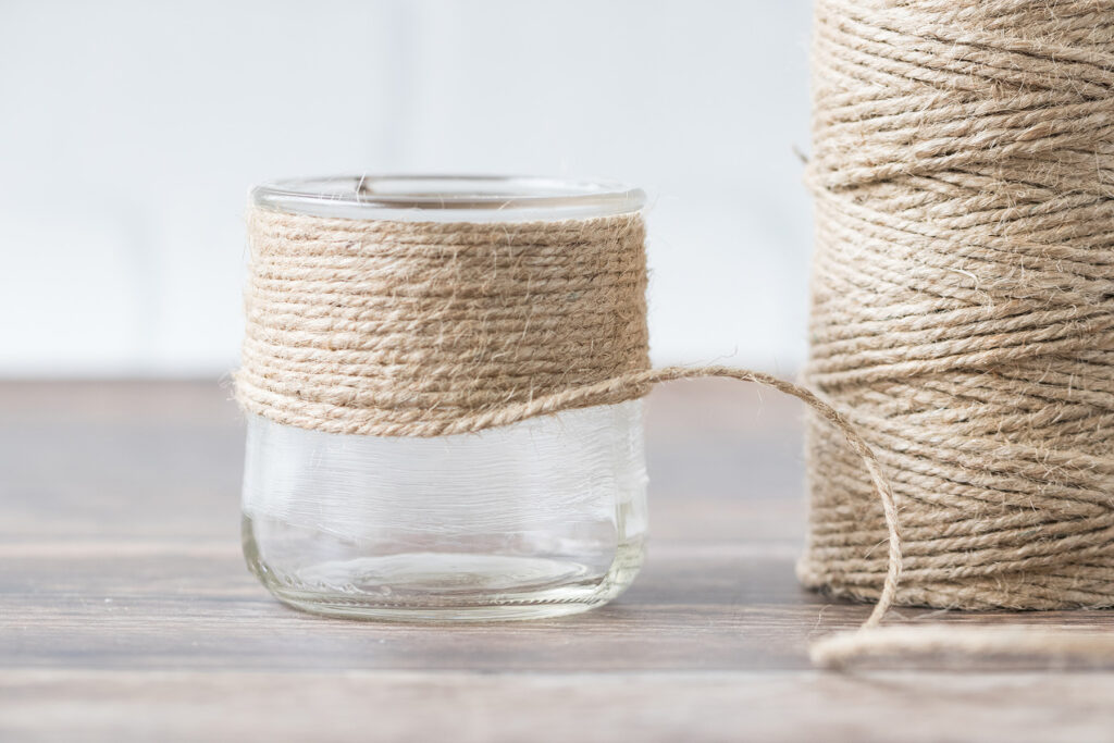 Twine Wrapped Jar in Progress