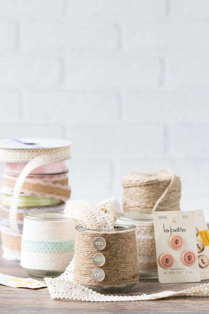 Vintage Inspired Twine Wrapped Oui Yogurt Jars