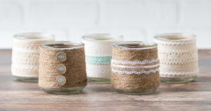 Vintage Inspired Twine Wrapped Oui Yogurt Jars