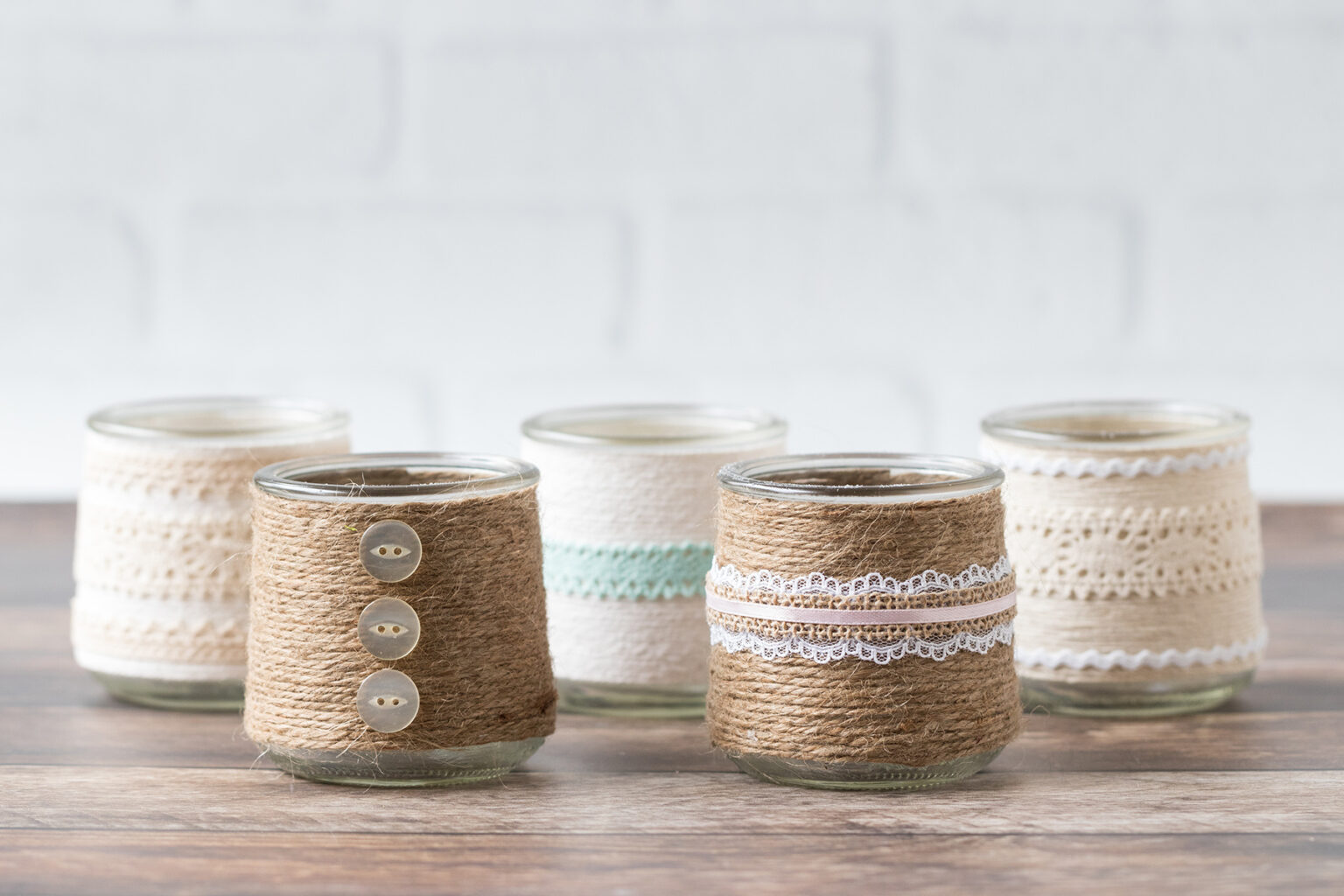 VintageInspired TwineWrapped Oui Yogurt Jars Rose Clearfield