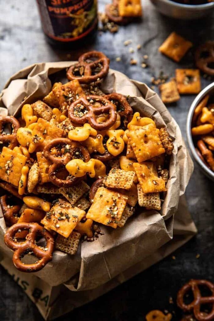 Everything Ranch Cheese and Pretzel Snack Mix Half Baked Harvest